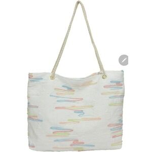 White Embroidered Tote Bag Beach‎ Travel Casual Shoulder Bag